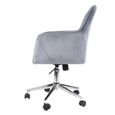 Chaise en velour pour Bureau, salon - Fauteuil simple - hauteur réglable - 85 x 55 x 55 cm - Gris XIX-114-3