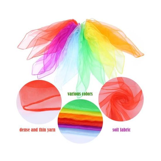 Lot De 20 Foulards De Jonglage – 60x60 Cm – Nylon Chiffon – Couleurs Vives – Pour Danse, Jeux Enfants, éveil Sensoriel