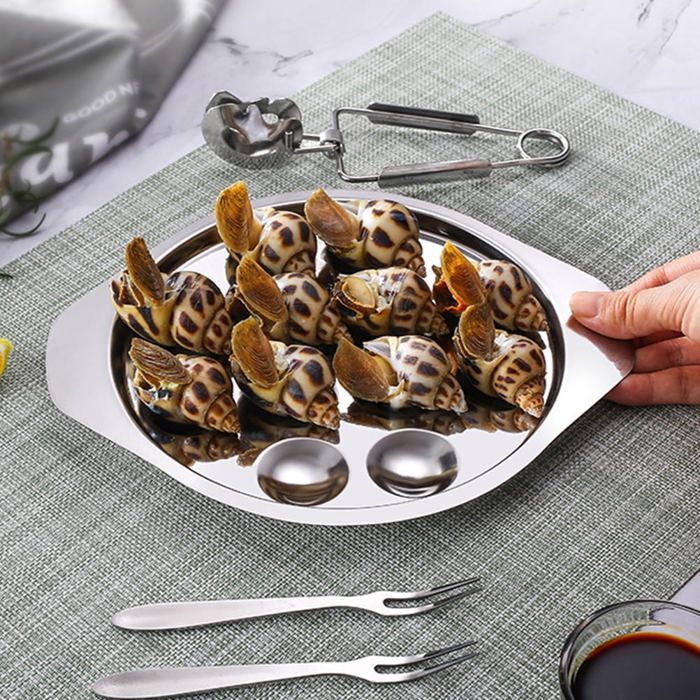 Lot De 2 Assiettes à Escargot Céramique - 12 Compartiments - Four Et Table - Blanc