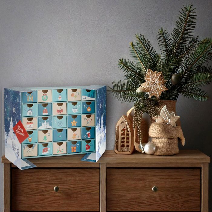 BRUBAKER Calendrier De L'Avent Maison De Noël à Remplir – 24 Portes DIY En Carton Rouge, Réutilisable, Idéal Pour Cadeaux, Bonbons Et Surprises