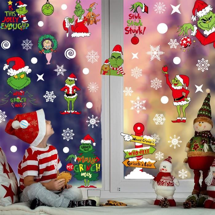 Stickers Noël Fenêtre 3D Réutilisables - Déco électrostatique Sans Colle - Lot De 6 Pièces