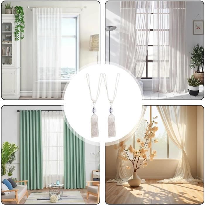 Embrasses Rideaux Corde à Fleurs Tricotées - Lot De 2 - Longueur 80cm - Décoration Chambre Enfant