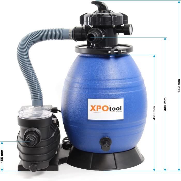 Wiltec Filtre à Sable 180W 14L - Pompe Auto-amorçante 9000L/h Pour Piscine Hors-Sol
