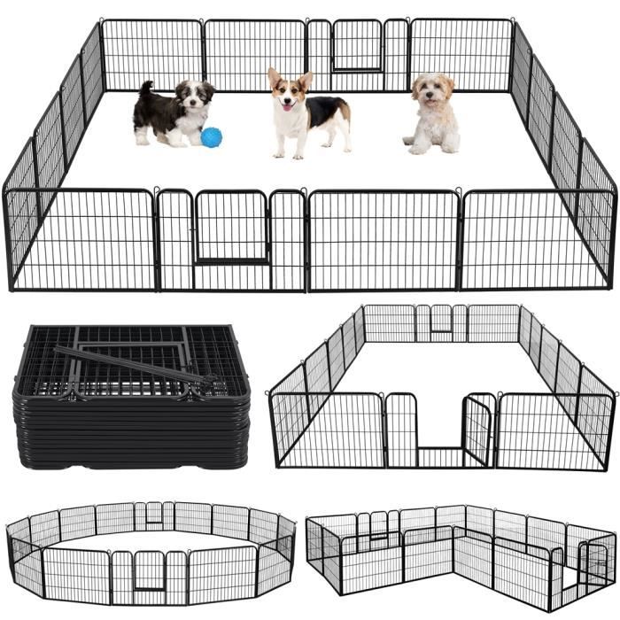 Enclos modulable avec 16 panneaux - Pour chiots, chiens, canard, lapin -  Extérieur ou intérieur - Hauteur 60 cm - Cdiscount Animalerie