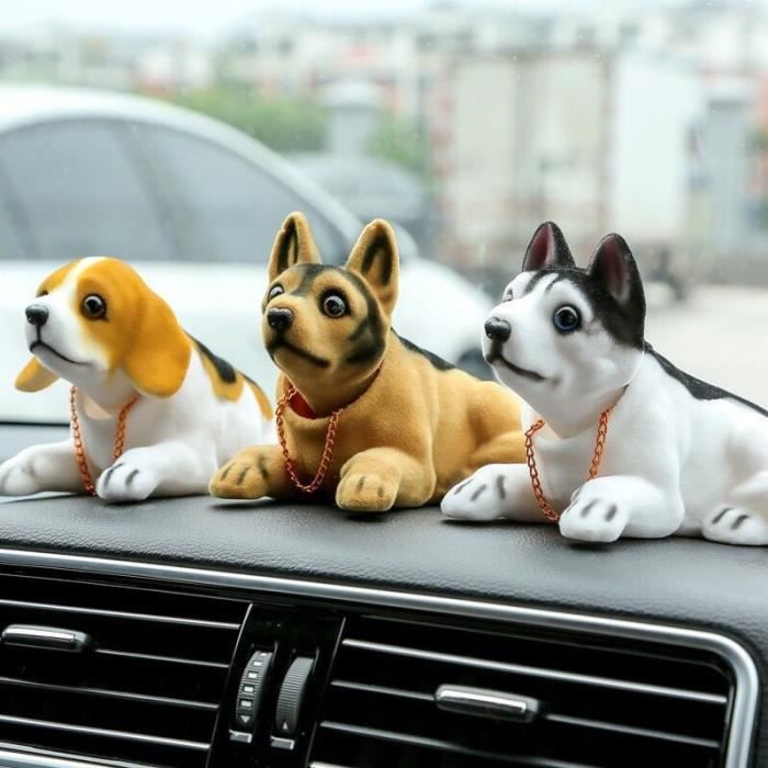 Statue deco,décoration de voiture de luxe, chien noding pour