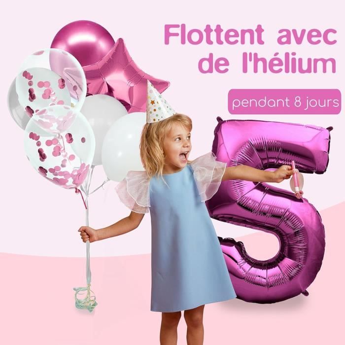 Ballons Aluminium Number 3 Décoration Anniversaire Pat' Patrouille - Ballons Rose Numéro 3 - Kit Fête Fille 3 Ans Déco Anniversaire Pat Patrouille