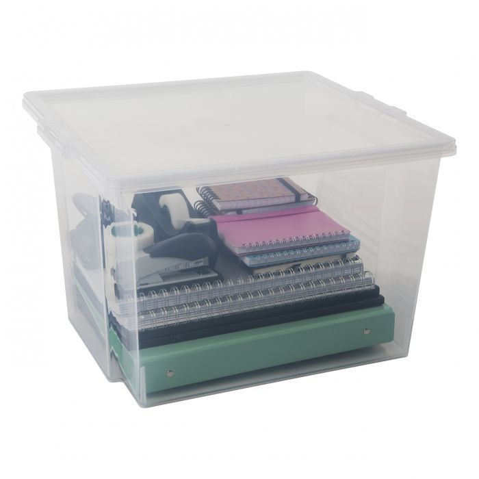 Iris Ohyama Boîtes Rangement 30L Lot De 6 - Plastique Transparent Empilables Gris