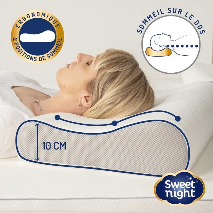 Sweetnight Oreiller Ergonomique 60x40 cm Maintien des