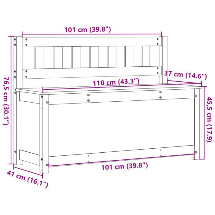 VidaXL Banc D'Entrée Avec Rangement Et Dossier – Banc Siège Bois De Pin Massif 110 Cm, Idéal Salon, Couloir Ou Chambre