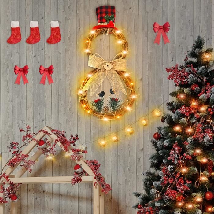Guirlande Sapin Artificiel 2.7M,Guirlande de Noël Sapin avec LED,Couronne  de Noël Porte avec