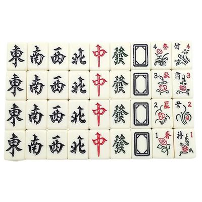 Jeu De Mahjong Traditionnel Chinois – 144 Tuiles Mélamine 20x14x10 Mm – Antique – Transportable – Cadeau Adulte
