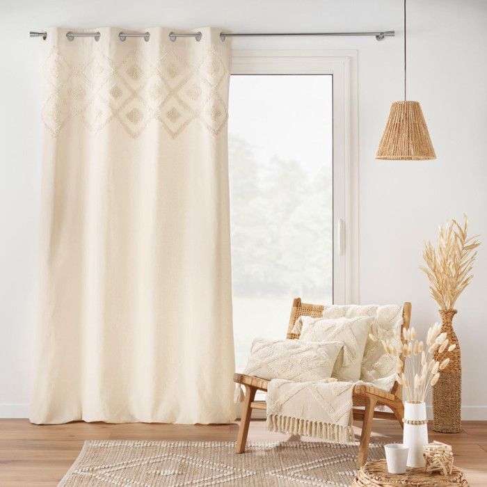 Douceur d'Intérieur, Coussin Déhoussable (30 x 50 cm) Loumeo Naturel, Coton & Polyester Fantaisie et Fils Métallisés