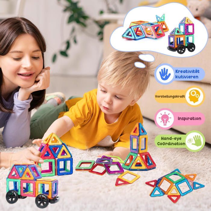 Jouets de Construction Magnétiques 104 Pièces Blocs de Construction Magnétiques Jouets Blocs de Construction Éducatifs Jouets Jouets de Construction pour Enfants Convient pour 3+ Garçons et Filles Jouets de Construction Magnétiques 104 Pièces Blocs de Construction Magnétiques Jouets Blocs de Construction Éducatifs Jouets Jouets de Construction pour Enfants Convient pour 3+ Garçons et Filles