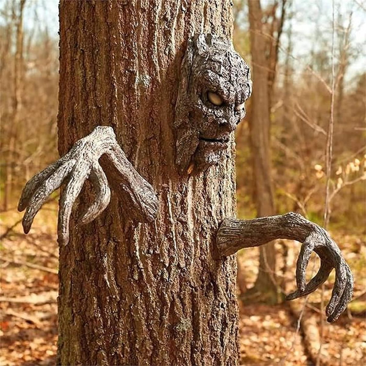 Décoration extérieure de visage d'écorce d'arbre d'horreur d'Halloween