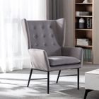 WAHSON OFFICE CHAIRS Wahson Fauteuil en Velours, Canapé de Loisirs avec Accoudoirs, Chaise de Salon avec Pieds en Métal pour Salle de Séjour, Gris