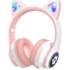 HAUTSTORE Casque pour enfants - LED - Bluetooth - Rose - Protection sonore - Rechargeable