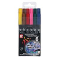 Set de 6 feutres pinceau KOI Coloring Brush Pen Basic set de Sakura