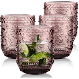 Verres à Eau Colorés Soufflés à La Main - Capacité 300 Ml, Verre épais - Style Traditionnel Mexicain, Lavage à La Main