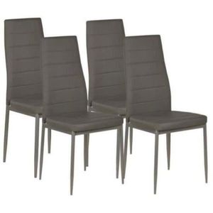 CHAISE Lot de 4 chaises de salle à manger Nebatte - Simili gris foncé - Style contemporain