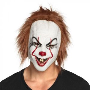 Effrayant Horreur Clown Latex Costume Halloween Masque avec Mini Chapeau Haut Nez Rouge & Perruque