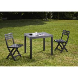 Ensemble table et chaise de jardin Ensemble table et chaises de jardin pliantes DMORA Ortisei en plastique résistant anthracite