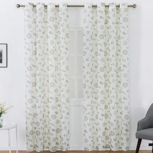 Deconovo Lot de 2 Rideaux Voilage Chambre Enfant /à Oeillets Broderie Motif 140x138 Rose Rideaux Courts