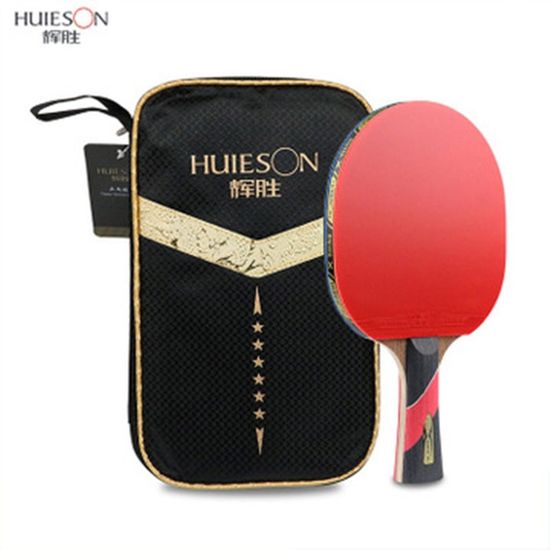Raquette Tennis De Table 4 Étoiles – 7 Couches Bois Pur, Picots Collants Double Face, Légère, Poignée Courte Ou Longue, Rouge/Noir