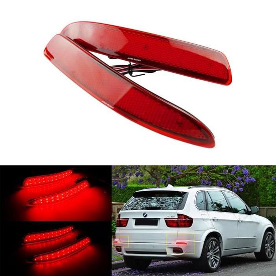 ANG RONG 2x LED 24 SMD Pare-chocs arrière réflecteur de lumière Rouge Pour BMW E70 X5 M 