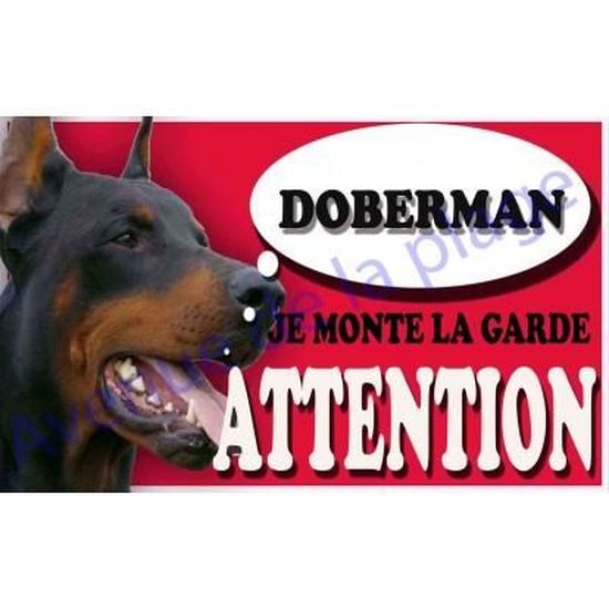 Plaque Attention Je Monte La Garde Doberman Multicolore Cdiscount Animalerie
