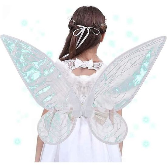 Nenjindz Ailes de Fée Adulte Enfants Déguisement, 1 Pièce Ailes d'Anges Vert Papillon avec Bandoulière Élastique Accessoire de Fête pour Halloween Noël Soirée(58 * 44cm