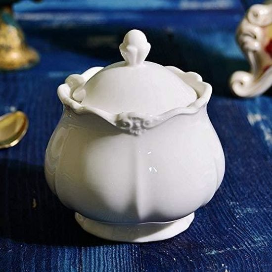 Sucrier En Céramique Avec Couvercle Et Cuillère - 430 Ml, Porcelaine Sans Plomb - 11