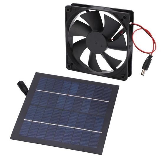 Kit Ventilateur Solaire 12V 20W Double Ventilateur Serre - Panneau Silicium Monocristallin 3W