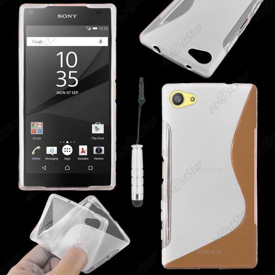 Coque TPU Souple Pour Sony Xperia Z5 Compact - Étui Fin Antichoc, Effet Daim, Noir, Protection Complète