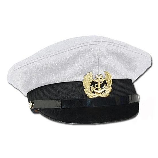 casquette officier de la marine nationale francaise blanche avec insigne metal dore noir cdiscount pret a porter