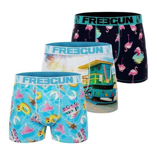 FREEGUN Boxer Homme Original, Caleçon Homme Stretch Et Doux, Noir