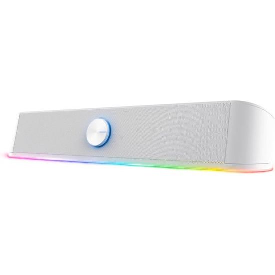 Barre De Son Gaming Trust GXT 619W Thorne - 12W RGB - Enceinte PC USB - Blanc