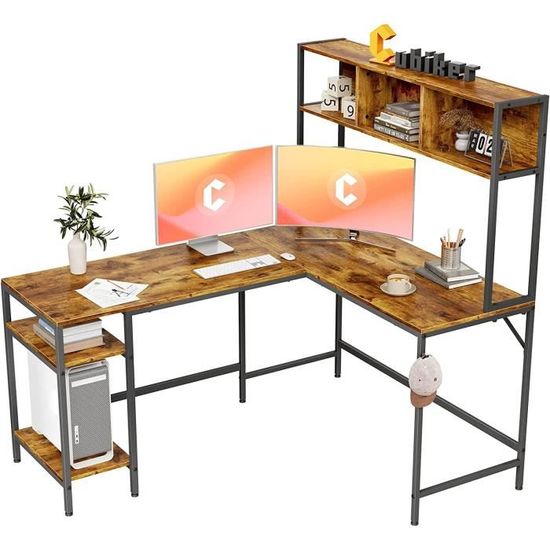CubiCubi Bureau d'angle Gaming en Forme L - 170 * 120 cm Bureau Angle d'Ordinateur Gamer Informatique avec Tiroir Support d'écran, Crochet Casque, Table Angle pour Jouer, Travail, Domicile Blanc