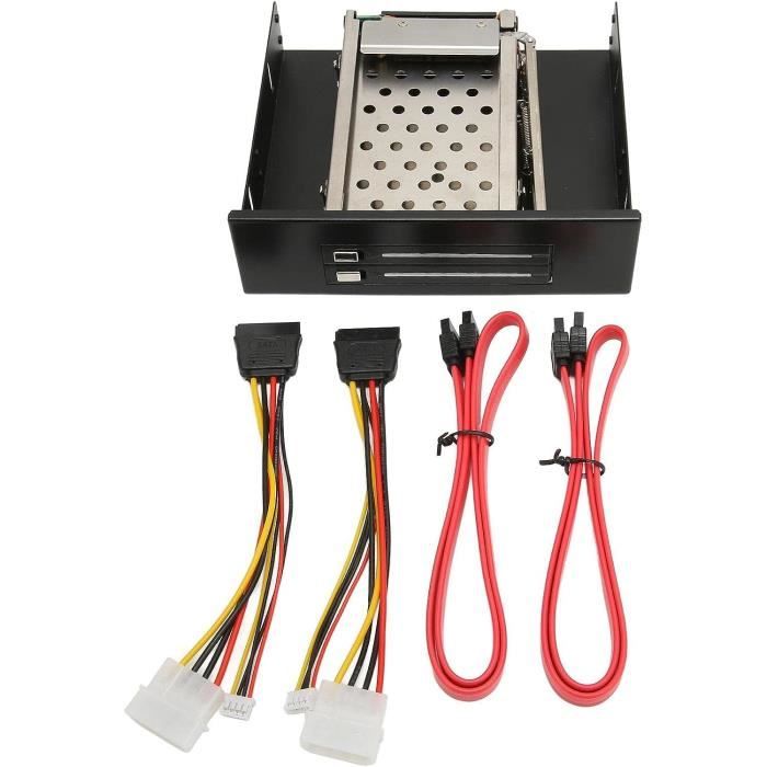 Cage Pour Disque Dur 5,25" → 5 X 3,5" - Support Acier Inox + Ventilateur 12 Cm - Pour Boîtier PC, Augmentation Stockage
