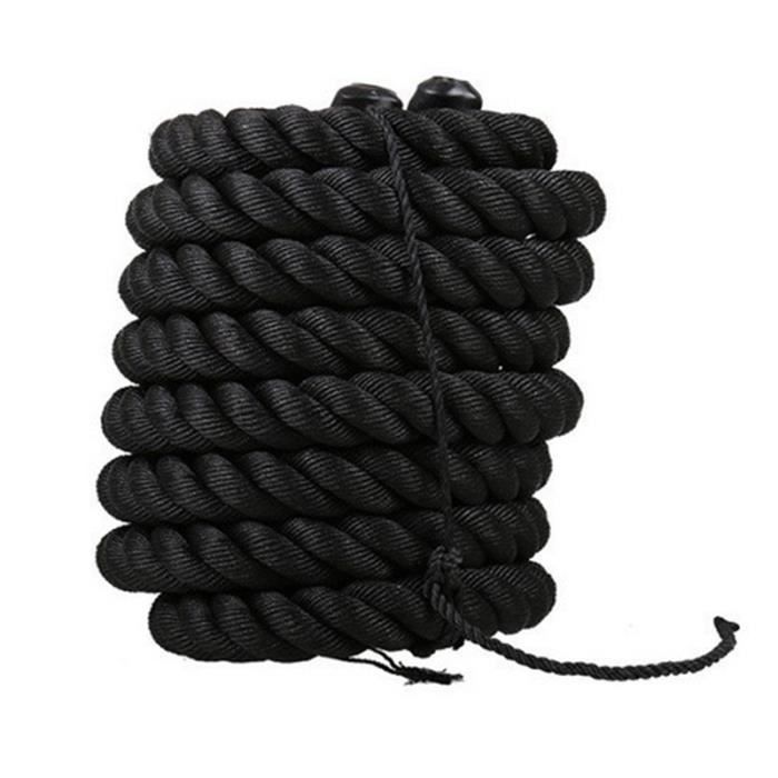Corde Ondulatoire Corde de Combat Ropes 12m Ø 38mm, Force Musculaire d'entraînement d'endurance Fitness d'exercice(Noir)