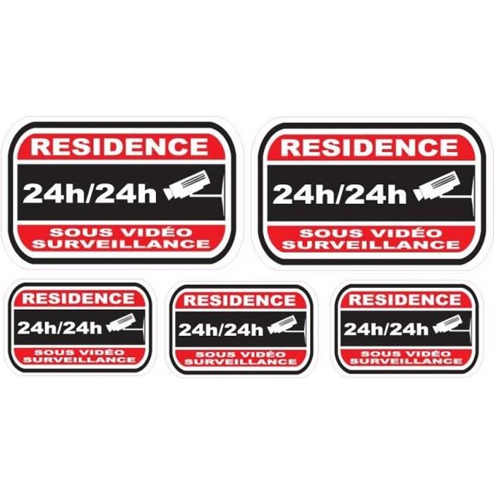 Lot de stickers vidéosurveillance -Résidence-