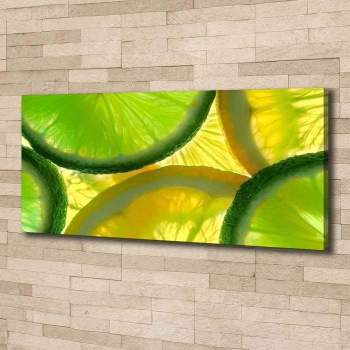 Tulup 125x50 cm art mural - Image sur toile:- Nourriture boissons - Citron Vert Citron - Vert Mixte Bleu