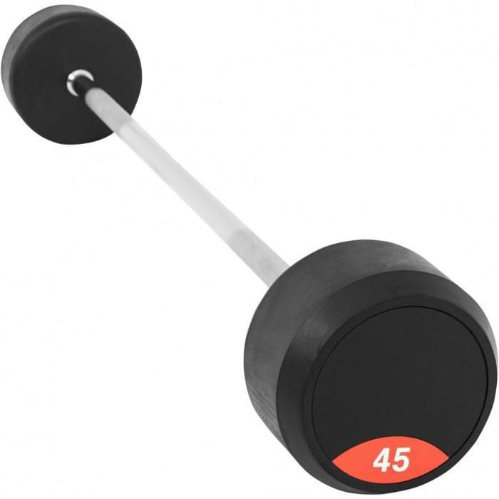 Haltère longue monobloc en caoutchouc de 45kg de Gorilla Sports