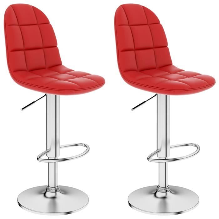 Magnifique Lot de 2 Tabourets de salon Tabourets de bar Design Chaise de bar - Rouge bordeaux Similicuir @57305