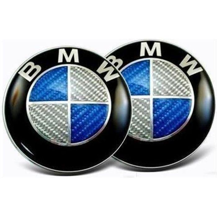 2 logo bmw carbon bleu: 1 logo de capot diametre 82mm + 1 logo de coffre diametre 74mm neuf