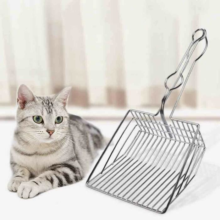 Sac de proprete excrements,Chat acier inoxydable métal Pooper Scoopers animaux de compagnie litière sable pelle Pet - Type Argent