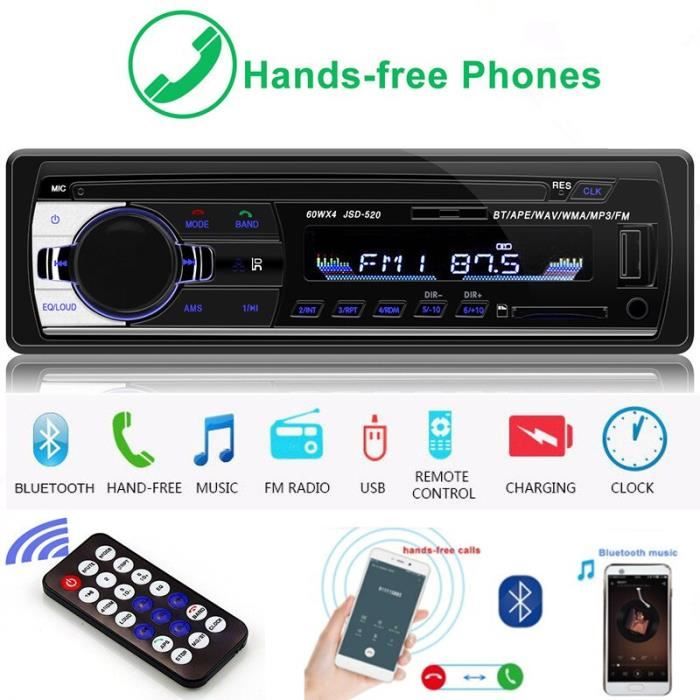 LTBFM JSD520 Autoradio Bluetooth Autoradio 1 Din Auto Radio FM USB entrée AUX récepteur SD voiture lecteur MP3 télécommande