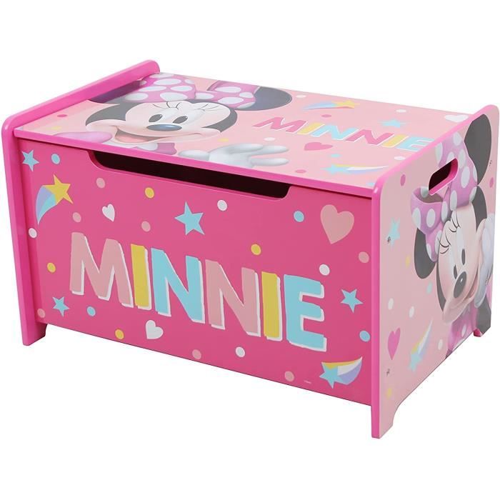 Coffre à jouets en bois / Coffre de rangement avec frein / Banc MINNIE