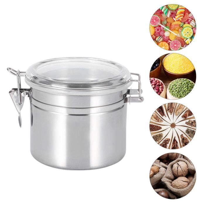 Boîte à thé Pot Scellé de Thé en Grains de Café en Acier Inoxydable Conteneur de Stockage pour Céréales à Sucre(12,5x10,5 )
