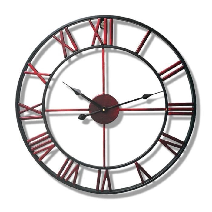 Horloge,Horloge murale en fer de Style européen, décoration d'intérieur créative, Design indépendant, Style - Type Rouge - 16 pouce