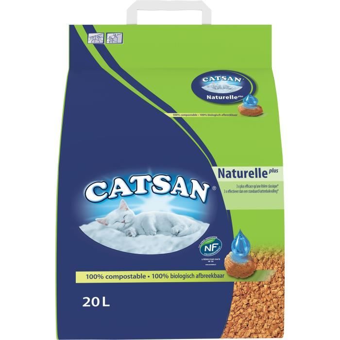 CATSAN Naturelle plus Litière végétale 20 L - Pour chat